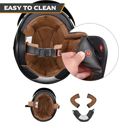 AHR 3/4 مفتوح الوجه خوذة الدراجات النارية خوذة عتيقة الرجعية مع Visor for Men Women ، Bobber Scooter ATV Cruiser Dot ، Run-O5 in Saudi Arabia