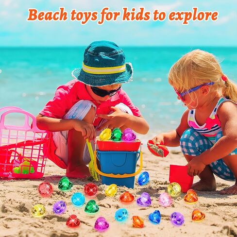 Marforever 25 pcs ألعاب حمام السباحة للأحجار الكريمة ، أحواض تجمع كبيرة ملونة ، Gems Pirate Treasure Diving Gems Diamond Pool Toys Toys Underwater Onderwater For Summer Swimming Gift Boys Girls Girl Game Game Award in Kuwait