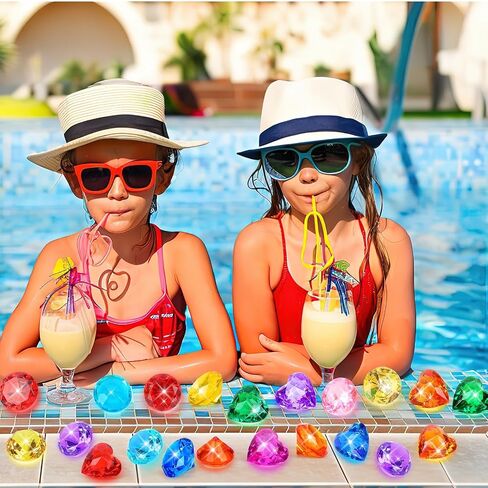 Marforever 25 pcs ألعاب حمام السباحة للأحجار الكريمة ، أحواض تجمع كبيرة ملونة ، Gems Pirate Treasure Diving Gems Diamond Pool Toys Toys Underwater Onderwater For Summer Swimming Gift Boys Girls Girl Game Game Award in Kuwait