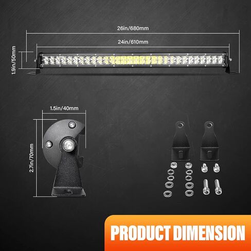 Willpower 24 Inch 180W LED Light Bar 12V 24V Slim Off Road Driving Lights IP67 Waterproof Spot Beam Work Fog Lamps for 4X4 Offroad Truck Car ATV SUV Vehicle Boat Lighting with Wire Harness in Saudi Arabia