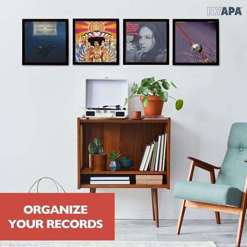 Ilyapa Removable Vinyl Record Display Frame - 6 Pack Wood Record Album Frame for Wall - Easily Slide your Album Artwork Sleeves In & Out - Natural in Saudi Arabia