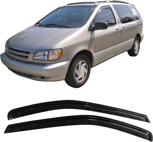 Window Visor متوافق مع 1998-2003 Toyota Sienna ، Slim Style Smoke Smoke Tinted 2PCS Sun Rain Shade Guard Deflector Air Deflector by Ikon Motorsports ، 1999 2000 2001 2002 in Saudi Arabia