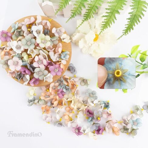 Framendino, 150 Pack Small Fake Flowers for Crafts Multicolor Mini Silk Daisy Flower Heads Wedding Home Decor DIY Scrapbooking Garland Wreath Making in Kuwait