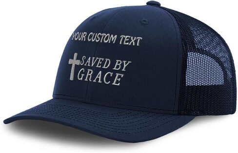 Custom Mesh Cap Hat Embroidered Saved by Grace Jesus Christian Religious Trucker Hats for Men & Women in Saudi Arabia