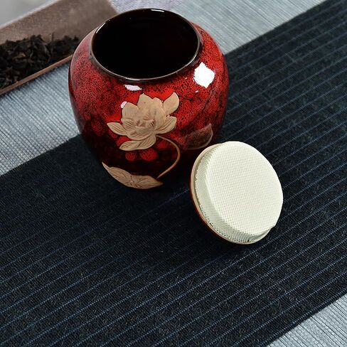 Small Lotus Urn for Human Ashes Adult Male or Female Ceramic Keepsake Urns for Men or Women Beautiful Cremation Urn,Red in Saudi Arabia