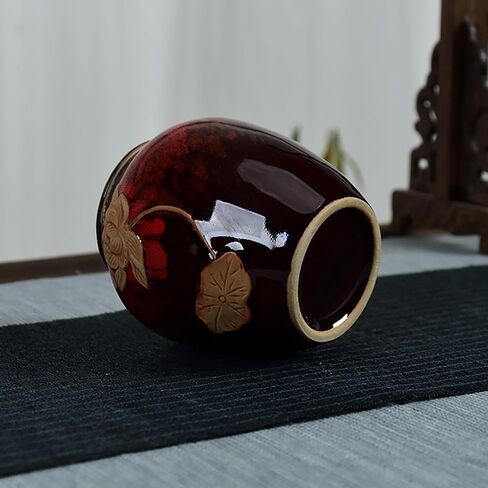 Small Lotus Urn for Human Ashes Adult Male or Female Ceramic Keepsake Urns for Men or Women Beautiful Cremation Urn,Red in Saudi Arabia