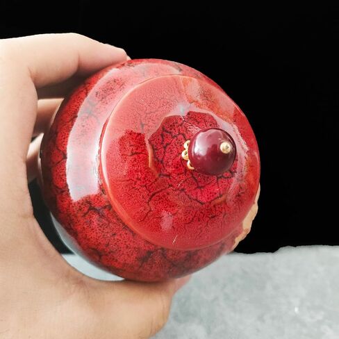 Small Lotus Urn for Human Ashes Adult Male or Female Ceramic Keepsake Urns for Men or Women Beautiful Cremation Urn,Red in Saudi Arabia