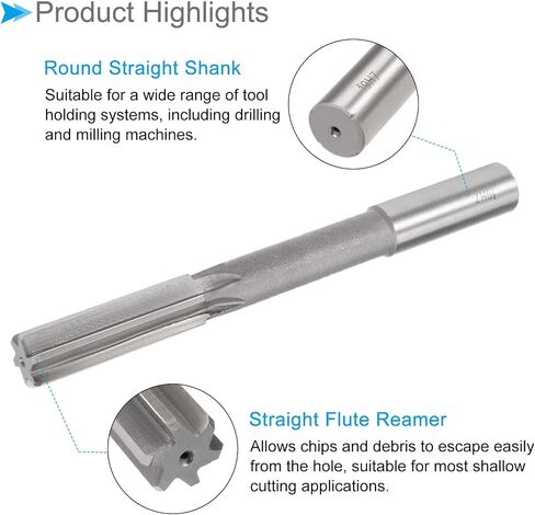 Chucking Reamer, 15mm Cutting Diameter H7, High Speed Steel Round Shank Reaming Drill Bit - (Applications: for Aluminum Iron Copper Plastic Wood) in Saudi Arabia