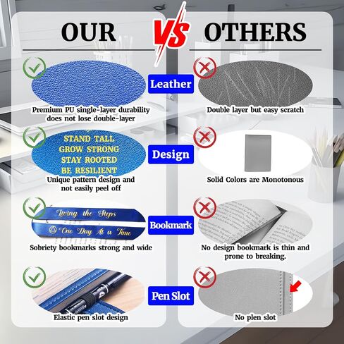 Lparkin Double AA Big Book Cover مع حامل العملة ، أغلفة Pu Leather AA لـ Gardcover ، يناسب كتاب AA Big Book و 12 خطوة و 12 تقاليدًا ، و Gud Premium Design Grant the Serenity Cover in Kuwait