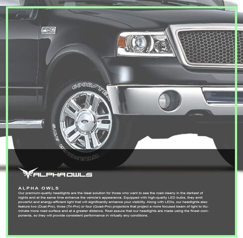 Alpha Owls 8711088 Full LED Projector Headlights With White LED Light Bar - Chrome Amber Fits 2004-2008 Ford F150 / 2006-2008 Lincoln Mark LT in Saudi Arabia