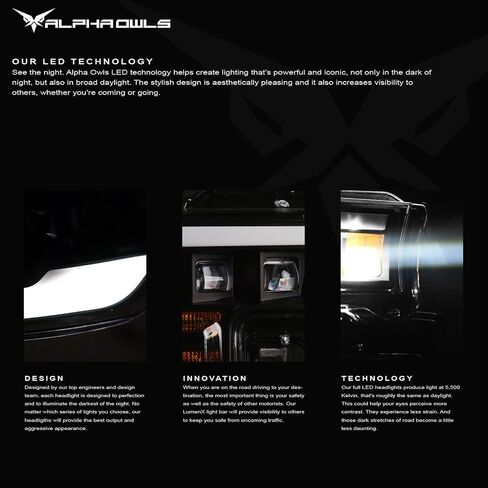 Alpha Owls 8711088 Full LED Projector Headlights With White LED Light Bar - Chrome Amber Fits 2004-2008 Ford F150 / 2006-2008 Lincoln Mark LT in Saudi Arabia