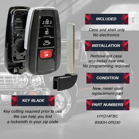 USA Remote Shell Case تناسب Toyota Highlander RAV4 4-BUTTER SUV HACK SMART KEY HYQ14FBC in Kuwait