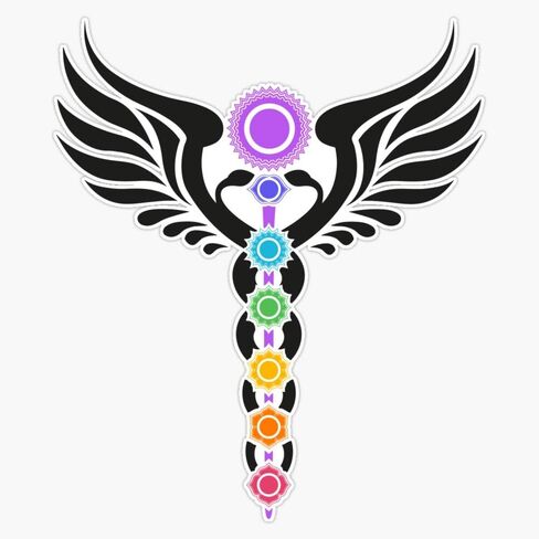 Caduceus - Kundalini - 7 Chakras Sticker Vinyl Bumper Sticker Decal Waterproof 5 Inches EVAN-YOGA-STICKERS-718 in Saudi Arabia