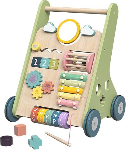 Baby Push Walker, Wooden Baby Walker with Wheels, Montessori Walker for Babies 12 Months, Adjustable Speed Push Walking Toys for Boys & Girls 1 Year Old, Christmas Birthday Gifts for Toddler in Saudi Arabia
