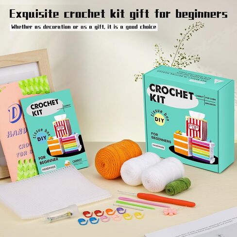 Pnytty Christmas Wreath Crochet Crochet Kit for Beginners, Starters Kit, Complete Wreath Craft Knitting Kit with Crochet Hooks Yarns with Step-by-Step Video Tutorials for DIY Gift Deco in Kuwait