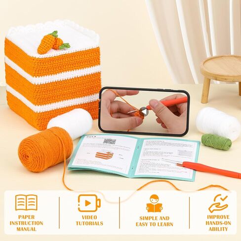 Pnytty Christmas Wreath Crochet Crochet Kit for Beginners, Starters Kit, Complete Wreath Craft Knitting Kit with Crochet Hooks Yarns with Step-by-Step Video Tutorials for DIY Gift Deco in Kuwait