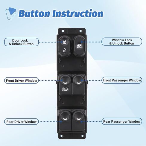Power Master Window Switch Control Button Front Left Driver Side Compatible with 2011 2012 2013 2014 2015 2016 2017 Hyundai Accent, Replacement OEM 93570AP1R101, 93570-1R111, 1 Auto, 16 Pins in Saudi Arabia
