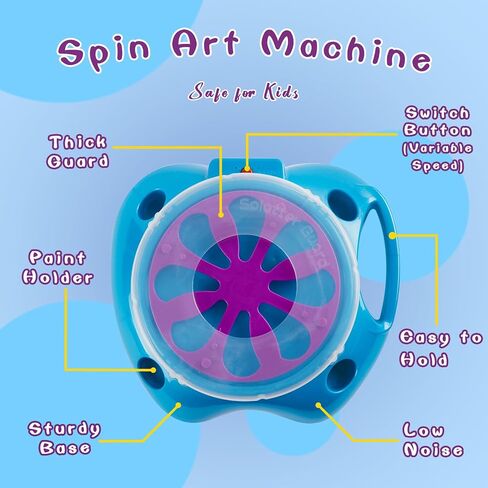 Spin Art Machine Speed ​​، Spinner التي تعمل بالبطارية - الدوار الطلاء مع حارس رش ، طلاء قابل للغسل ، مجموعة فنية تدور ، بطاقة تصميم فنية ، ألعاب جذعية ، فنون الأطفال والحرف اليدوية ، الفتيات الفتيات in Kuwait