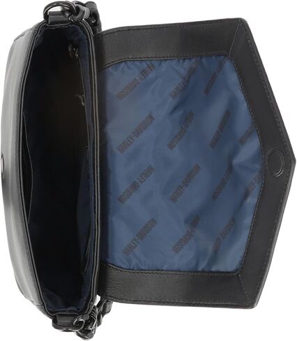 Harley-Davidson Women's Bar & Shield Cone Stud Flap Crossbody Purse - Black in Saudi Arabia