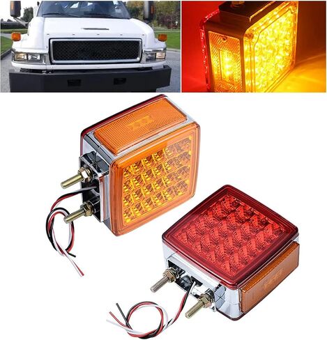 2Pack Truck Truck Trailer Fender Ferstal Signal Light Square Square Dual Face Amber/Red 51 LED Fender Dilelance Lights Mount for Tractor Semi-Dire-Drialer Van Trucks Kenworth Topkick in Saudi Arabia