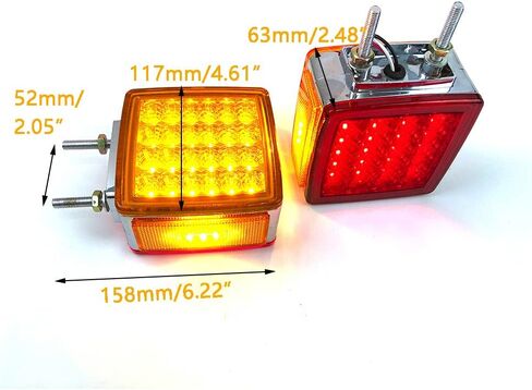 2Pack Truck Truck Trailer Fender Ferstal Signal Light Square Square Dual Face Amber/Red 51 LED Fender Dilelance Lights Mount for Tractor Semi-Dire-Drialer Van Trucks Kenworth Topkick in Saudi Arabia