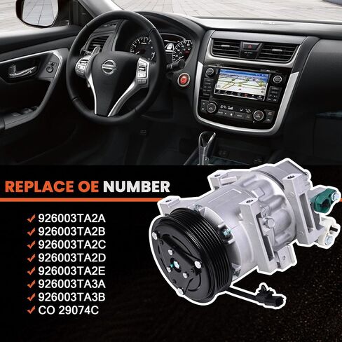 Air Conditioner AC Compressor with Clutch Compatible with Nissan Altima 2.5L 2013-2018, VCS141C Style, 6 Grooves,Replaces# 926003TA2A 926003TA2B 926003TA2C 926003TA2D 926003TA2E 926003TA3A CO 29074C in Saudi Arabia