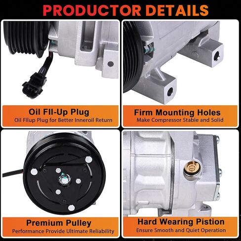 Air Conditioner AC Compressor with Clutch Compatible with Nissan Altima 2.5L 2013-2018, VCS141C Style, 6 Grooves,Replaces# 926003TA2A 926003TA2B 926003TA2C 926003TA2D 926003TA2E 926003TA3A CO 29074C in Saudi Arabia