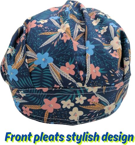 Bouffant Cap Working Caps Chef Hat Nurse Hats, Floral Flower Printed Surgical Scrub Adjustable Elastic Turban for Women in Saudi Arabia