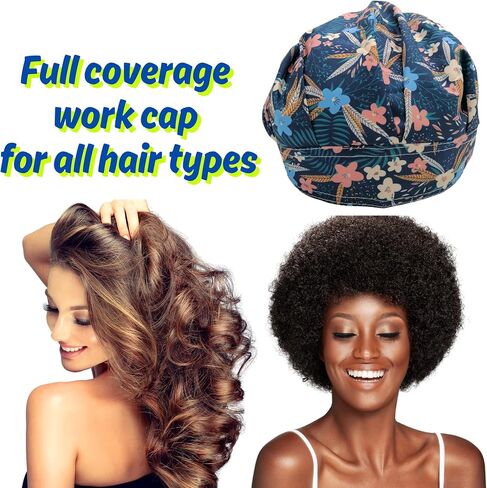 Bouffant Cap Working Caps Chef Hat Nurse Hats, Floral Flower Printed Surgical Scrub Adjustable Elastic Turban for Women in Saudi Arabia