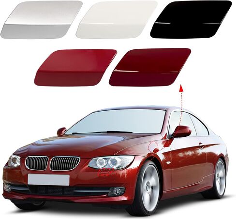 Front Bumper Headlight Washer Nozzle Cover Cap Fit for BMW E92 E93 328i 335I 335IS Coupe Convertible 2011 2012 2013 61677253393 61677253394 (White, Left Driver Side) in Saudi Arabia