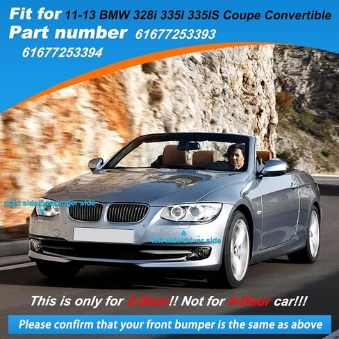 Front Bumper Headlight Washer Nozzle Cover Cap Fit for BMW E92 E93 328i 335I 335IS Coupe Convertible 2011 2012 2013 61677253393 61677253394 (White, Left Driver Side) in Saudi Arabia