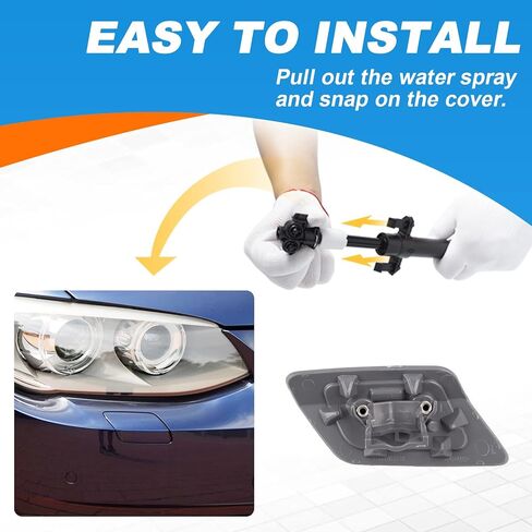 Front Bumper Headlight Washer Nozzle Cover Cap Fit for BMW E92 E93 328i 335I 335IS Coupe Convertible 2011 2012 2013 61677253393 61677253394 (White, Left Driver Side) in Saudi Arabia