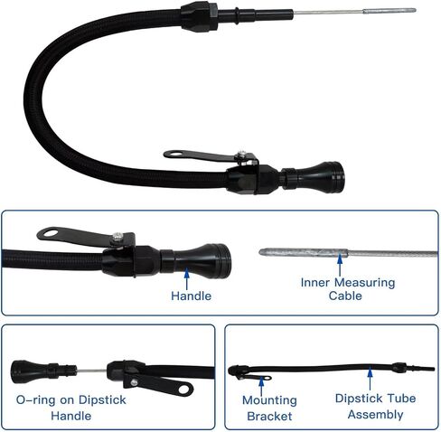 نحن! لمحرك LS Truck Engine المرن Dipstick Aluminium غير القابل للصدأ 4.8 5.3 6.0 - أسود in Kuwait