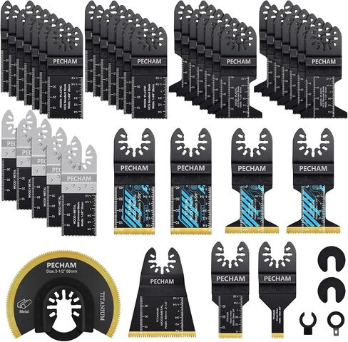 PECHAM 24PCS Universal Wood Metal Oscillating Multitool Quick Release Saw Blades Fit Porter Cable Black & Decker Rockwell Ridgid Ryobi Milwaukee Chicago Craftsman in Saudi Arabia