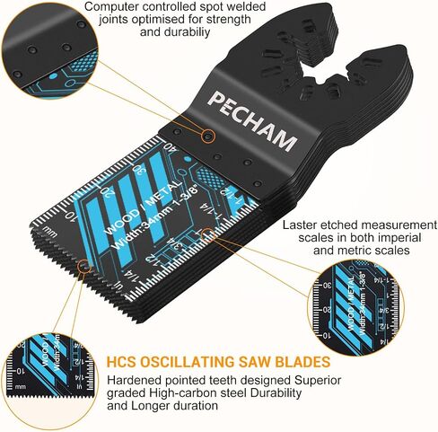 PECHAM 24PCS Universal Wood Metal Oscillating Multitool Quick Release Saw Blades Fit Porter Cable Black & Decker Rockwell Ridgid Ryobi Milwaukee Chicago Craftsman in Saudi Arabia