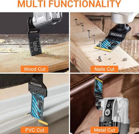 PECHAM 24PCS Universal Wood Metal Oscillating Multitool Quick Release Saw Blades Fit Porter Cable Black & Decker Rockwell Ridgid Ryobi Milwaukee Chicago Craftsman in Saudi Arabia