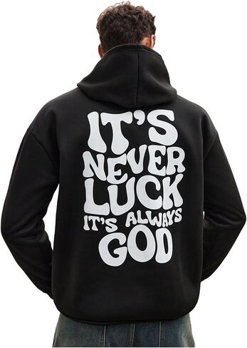 SOLY HUX Hoodies for Men Letter Graphic Sweatshirt Drawstring Long Sleeve Casual Pullover Tops in Kuwait