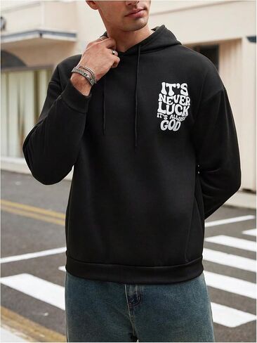 SOLY HUX Hoodies for Men Letter Graphic Sweatshirt Drawstring Long Sleeve Casual Pullover Tops in Kuwait