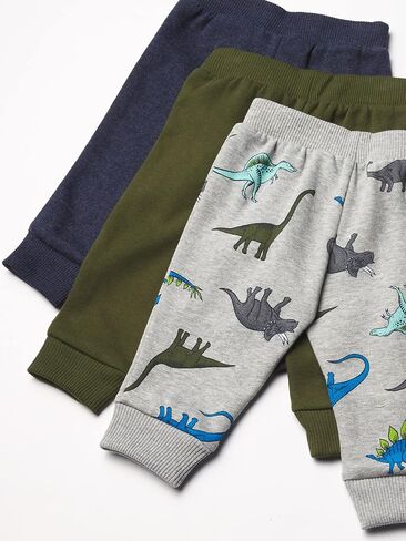 The Children's Place Baby Boys' and Toddler Fleece Jogger Pants, Blue/Brown/Grey 3-Pack, 12-18 Months in Saudi Arabia