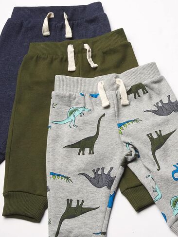 The Children's Place Baby Boys' and Toddler Fleece Jogger Pants, Blue/Brown/Grey 3-Pack, 12-18 Months in Saudi Arabia