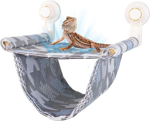 FlidRunest Bearded Dragon Hammock with Suction Cups, Soft Lizard Hammock Bed, Hanging Reptile Hammock Bearded Dragon Winter Warm House Tent, Bearded Dragon Tank Perch in Kuwait