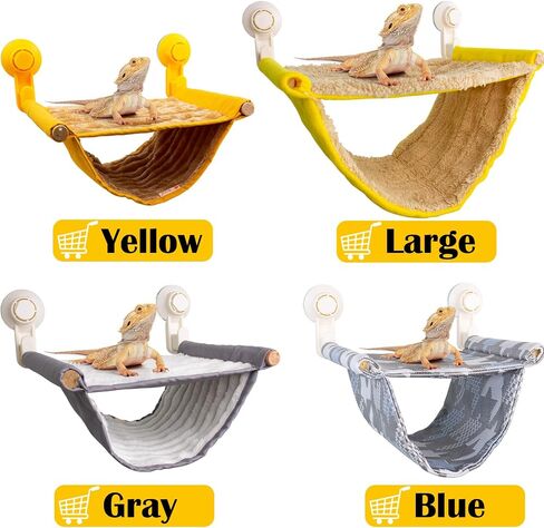 FlidRunest Bearded Dragon Hammock with Suction Cups, Soft Lizard Hammock Bed, Hanging Reptile Hammock Bearded Dragon Winter Warm House Tent, Bearded Dragon Tank Perch in Kuwait