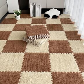 12pcs Carpet Squares Puzzle Floor Mat, Plush Interlocking Carpet Tiles, Anti Slip EVA Foam Jigsaw Floor Tiles, Build A Safe Area for Bedroom Playroom (Grey+Black) in Kuwait