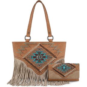 Montana West Western Tote Bag for Women Tooled Shoulder Purse with Wallet 2Pcs Set in Saudi Arabia