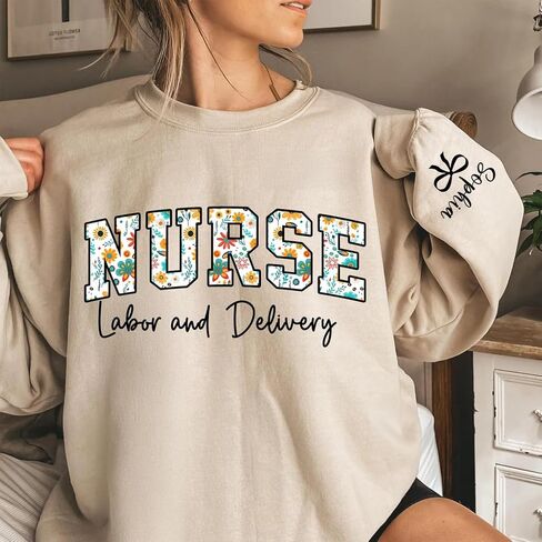 Personalized Nurse Sweatshirt, Custom Name & Specialty, Personalized Gift for Nurses & Healthcare Heroes in Saudi Arabia