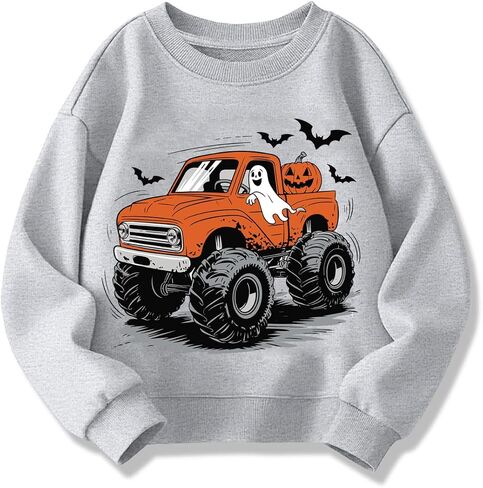 Kids Halloween Sweatshirt Girls Boys Skeleton Pumpkin Ghost Toddler Shirt Crewneck Long Sleeve Graphic Tops for 2-7T in Kuwait