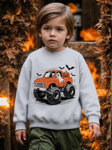 Kids Halloween Sweatshirt Girls Boys Skeleton Pumpkin Ghost Toddler Shirt Crewneck Long Sleeve Graphic Tops for 2-7T in Kuwait