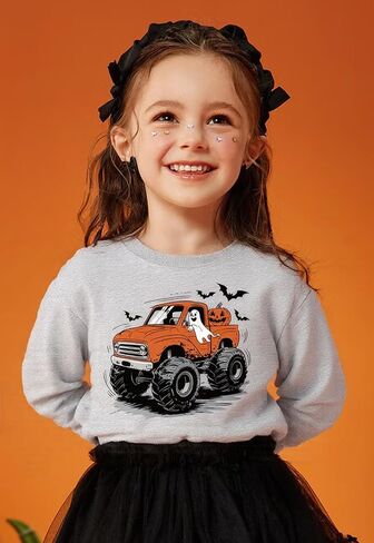 Kids Halloween Sweatshirt Girls Boys Skeleton Pumpkin Ghost Toddler Shirt Crewneck Long Sleeve Graphic Tops for 2-7T in Kuwait