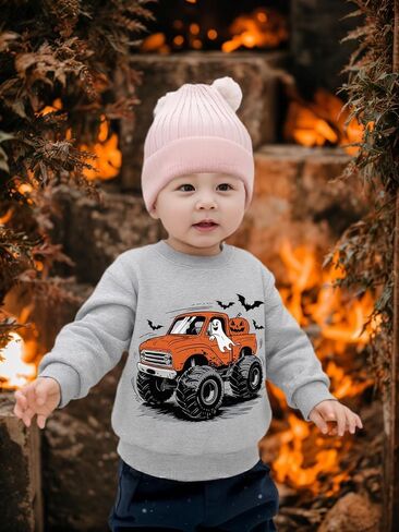 Kids Halloween Sweatshirt Girls Boys Skeleton Pumpkin Ghost Toddler Shirt Crewneck Long Sleeve Graphic Tops for 2-7T in Kuwait