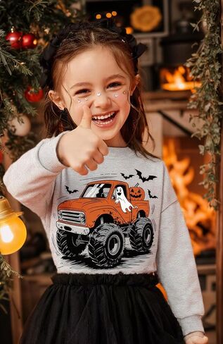 Kids Halloween Sweatshirt Girls Boys Skeleton Pumpkin Ghost Toddler Shirt Crewneck Long Sleeve Graphic Tops for 2-7T in Kuwait